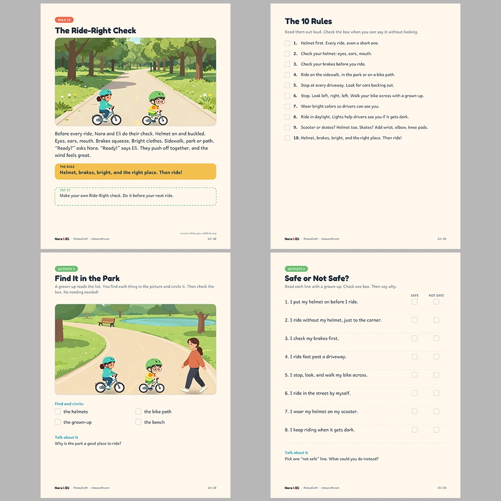 5 Kids Safety Printable Books Bundle | Out and About Pack Ages 5–8 | Stories Activities | Instant Download