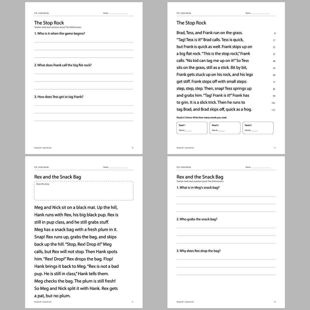 Initial blends Decodable Readers | 8 Stories 38 Pages | Phonics Printable PDF | Ages 5-6