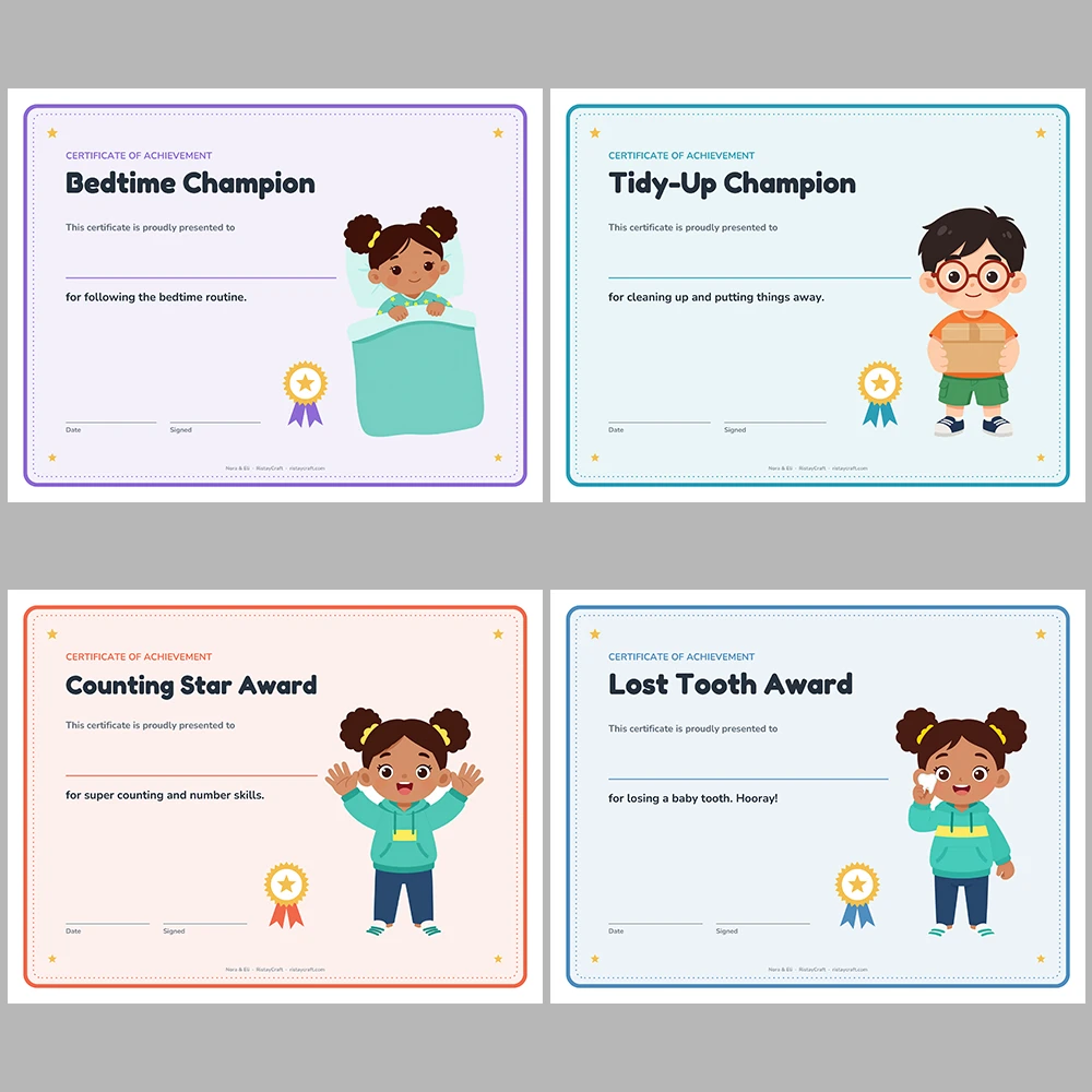 Kids Award Certificates Printable | 22 Student Certificates, Fillable Name | Classroom Rewards & Behavior Awards | Nora & Eli PDF