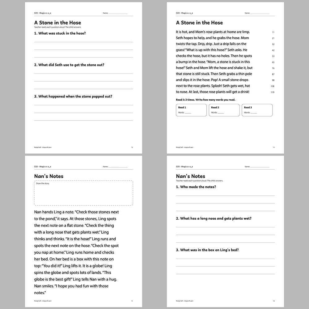 Magic e: o_e Decodable Readers | 10 Stories 44 Pages | Phonics Printable PDF | Ages 5-7