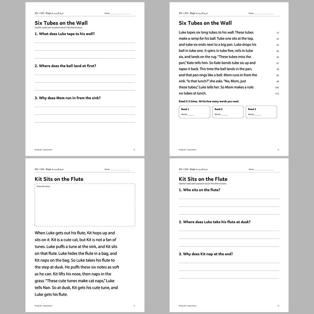 Magic e: u_e & e_e Decodable Readers | 10 Stories 44 Pages | Phonics Printable PDF | Ages 5-7
