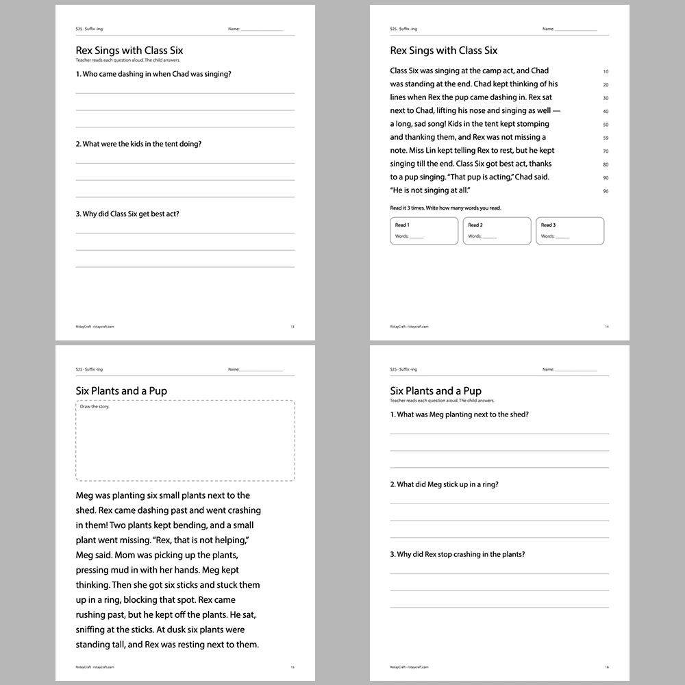 Suffix -ing Decodable Readers | 10 Stories 44 Pages | Phonics Printable PDF | Ages 5-7