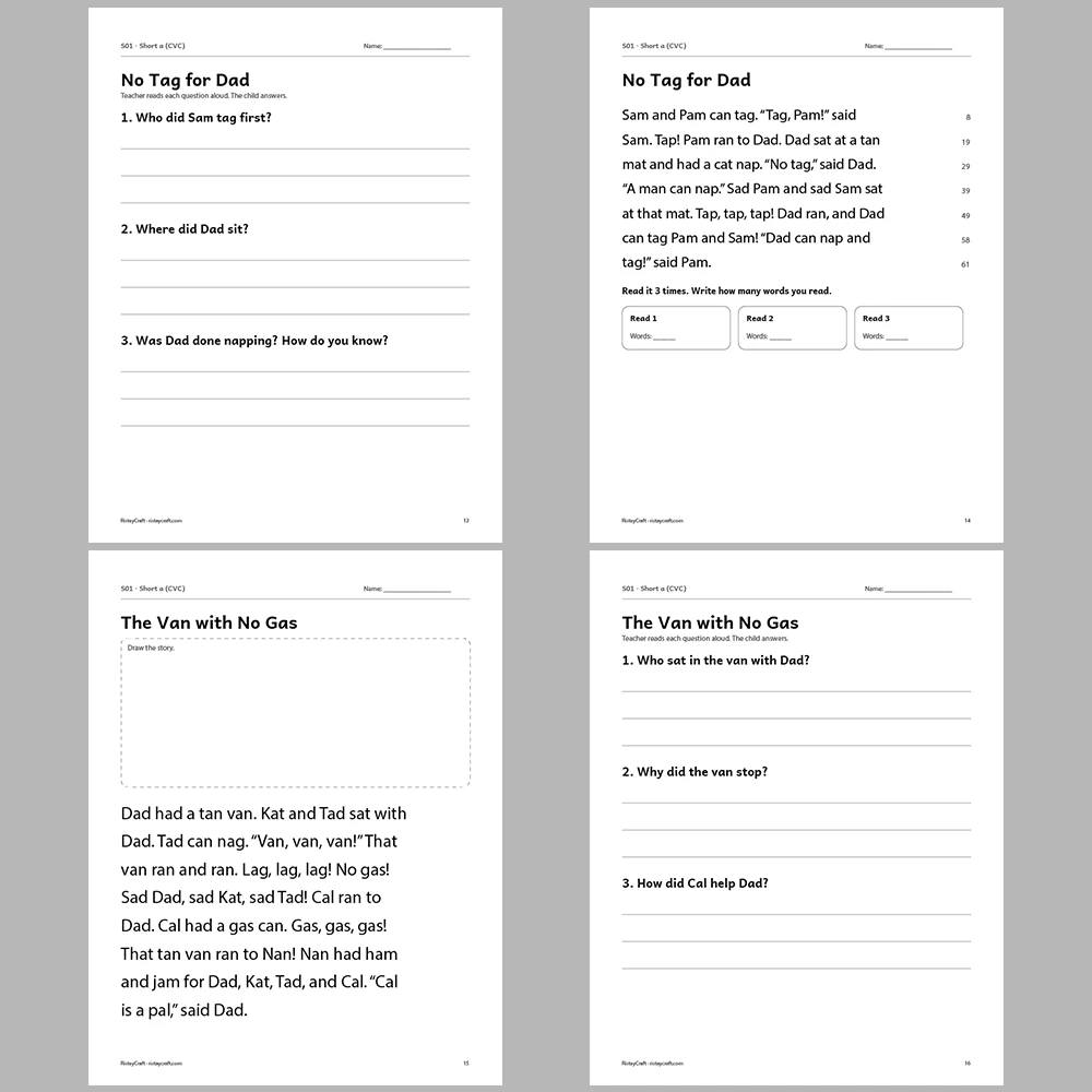 Short a (CVC) Decodable Readers | 8 Stories 38 Pages | Phonics Printable PDF | Ages 5-6