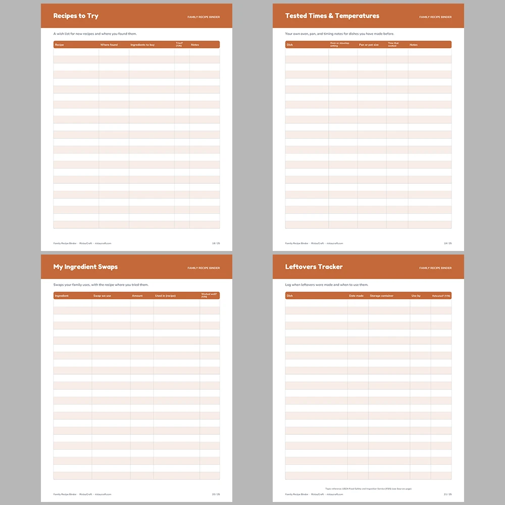 Family Recipe Binder Printable | Recipe Book Template PDF | Recipe Cards, Meal Planner, Pantry List | Instant Download