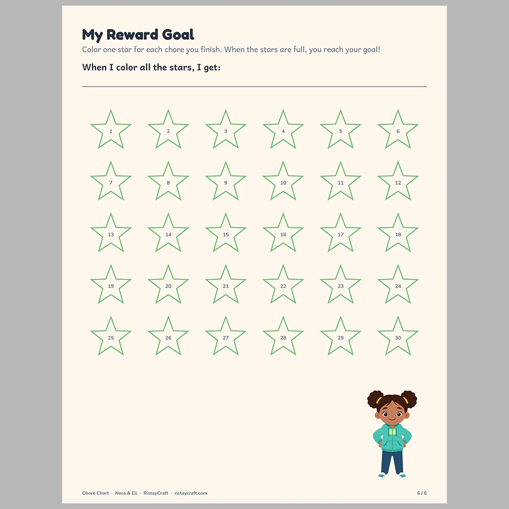Kids Chore Chart and Reward Chart Printable | 11 Picture Chore Cards, Weekly Star Chart & Reward Tracker | Toddler Preschool Ages 3-8