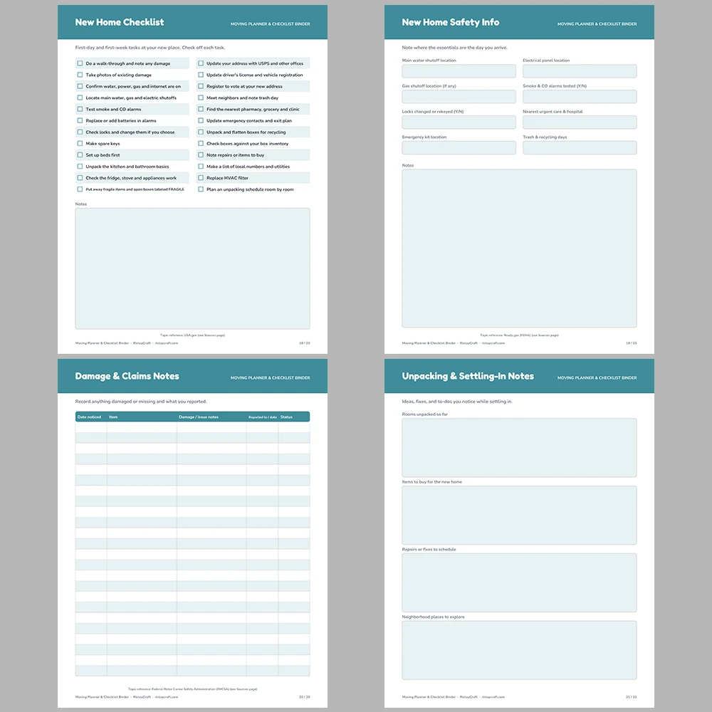 Moving Planner Binder Printable | Moving Checklist, Box Inventory, Budget & Address Change List | Instant Download PDF
