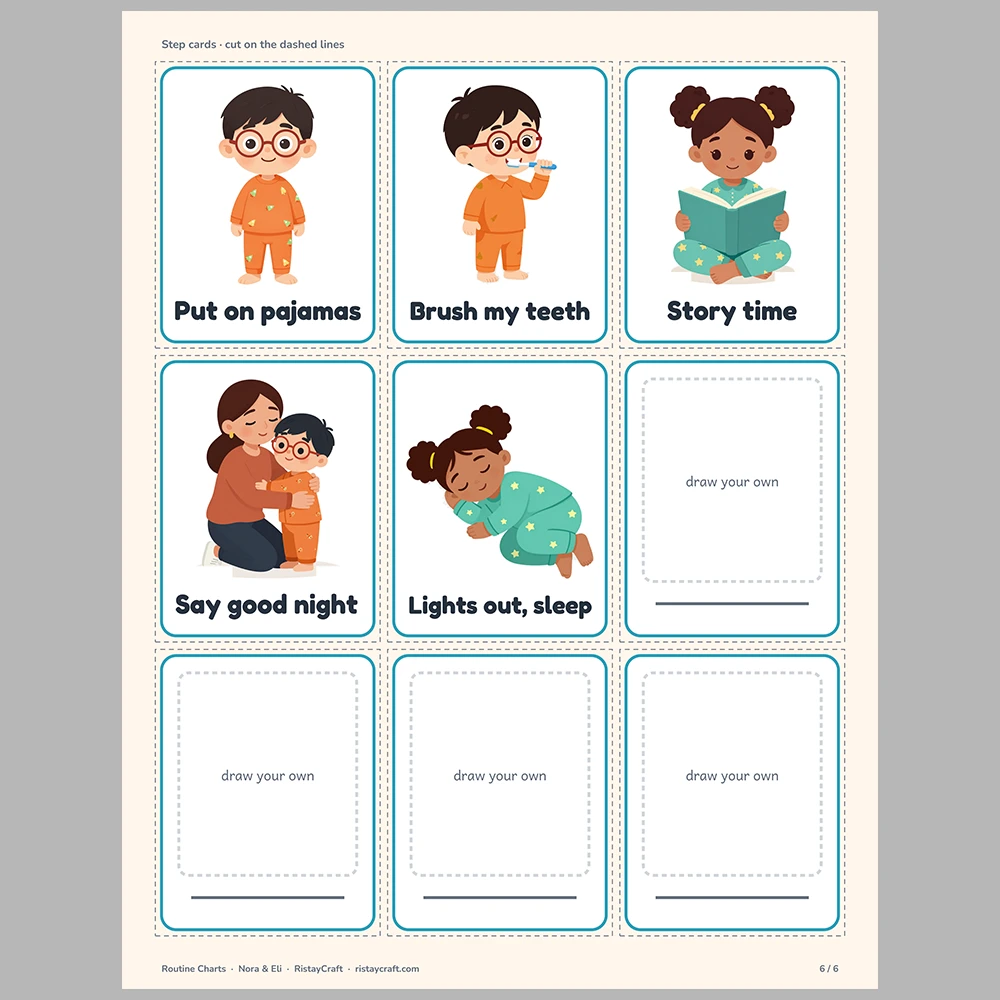 Morning and Bedtime Routine Chart for Kids | Visual Picture Routine Cards & Weekly Checklist | Printable Toddler Preschool Ages 3-8