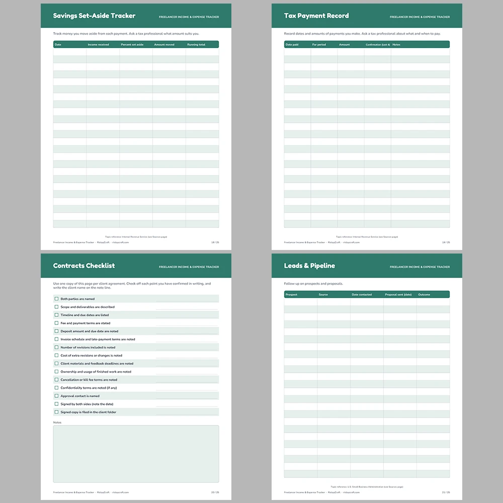 Freelancer Income & Expense Tracker Printable | Self Employed Bookkeeping Binder | Invoice, Mileage, Client Log | Instant PDF