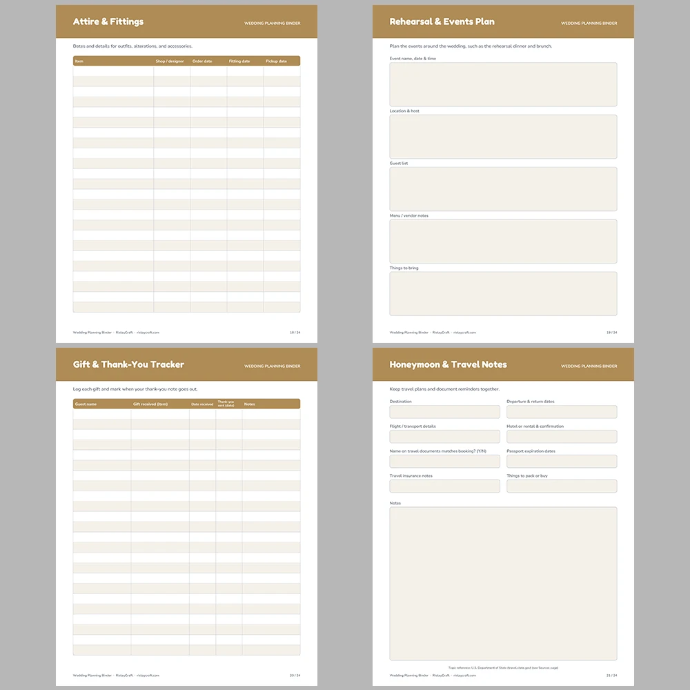 Wedding Planning Binder Printable | Wedding Planner Organizer PDF | Budget, Guest List, Vendor Tracker, Timeline | Instant Download