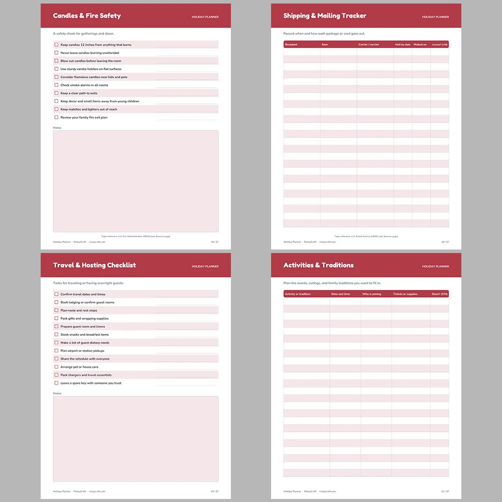 Holiday Planner Printable | Christmas Planner Binder PDF | Gift List, Budget, Menu, Cards, Calendar | Instant Download