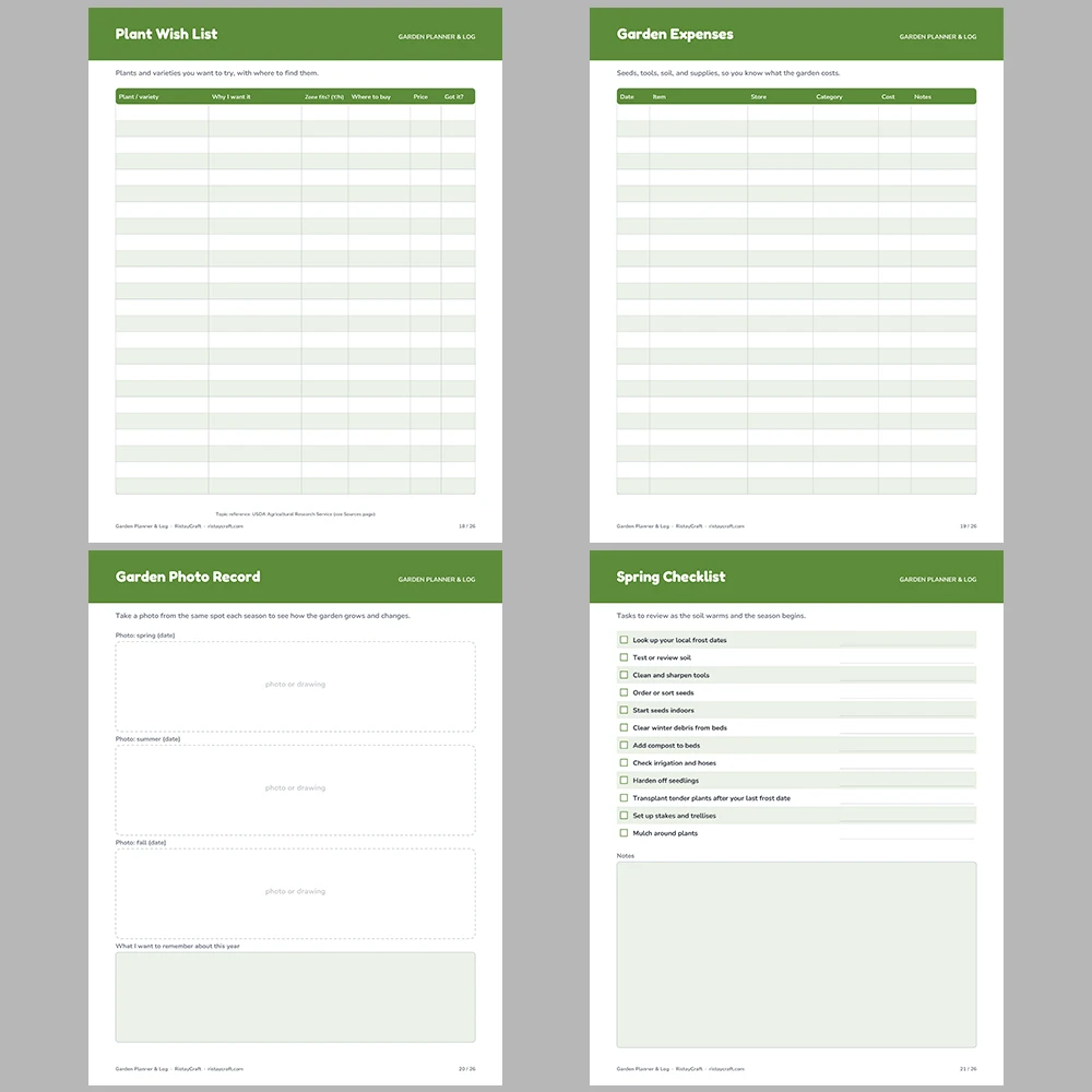 Garden Planner & Log Printable | Seed Inventory, Planting Log, Harvest Log, Pest Log | Gardening Binder Fillable PDF Download