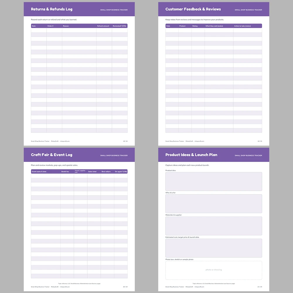 Small Shop Business Tracker Printable | Online Seller Planner | Sales, Orders, Expense, Inventory Log | Handmade Business Binder PDF