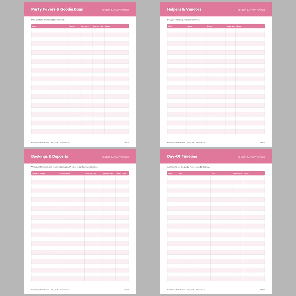 Kids Birthday Party Planner Printable | Party Planning Binder PDF | Guest List, Budget, RSVP, Timeline | Instant Download