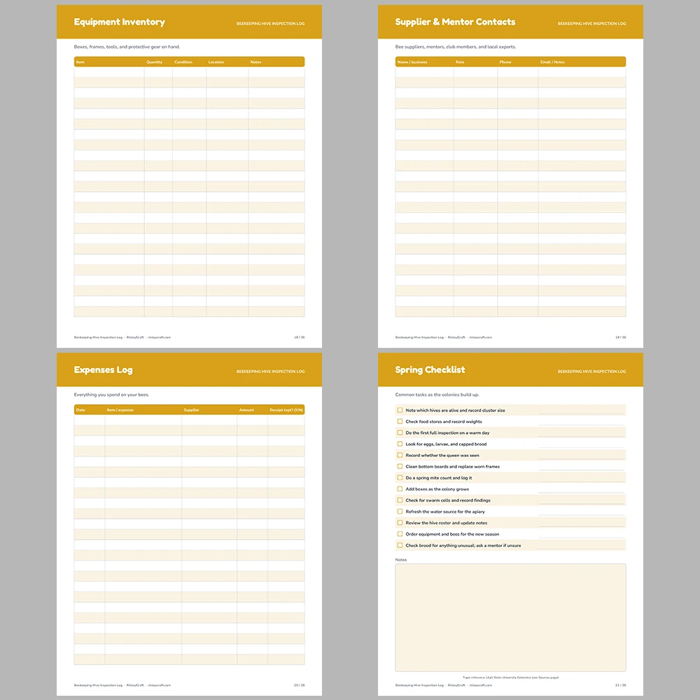 Beekeeping Log Printable | Hive Inspection Sheets | Apiary Record Keeping PDF | Honey Harvest Tracker | Beekeeper Binder Instant Download