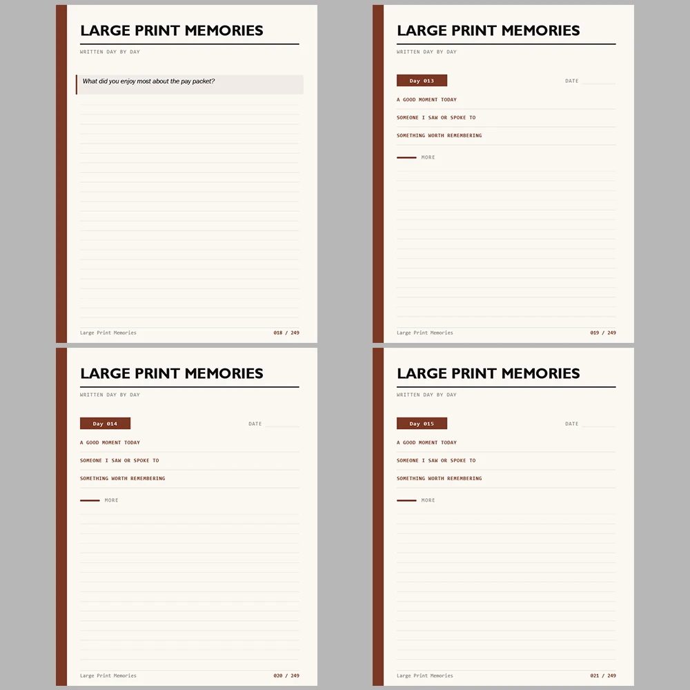 Large Print Memories Written Day by Day