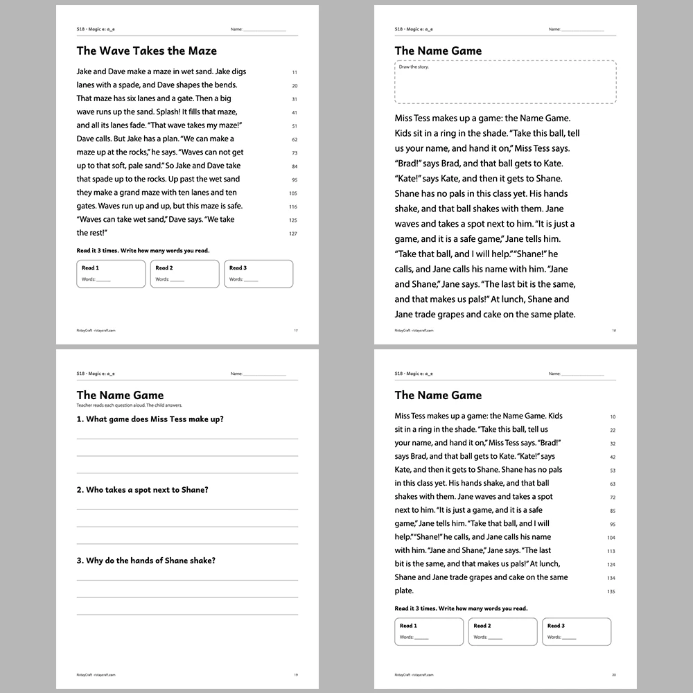 Magic e: a_e Decodable Readers | 10 Stories 44 Pages | Phonics Printable PDF | Ages 5-7