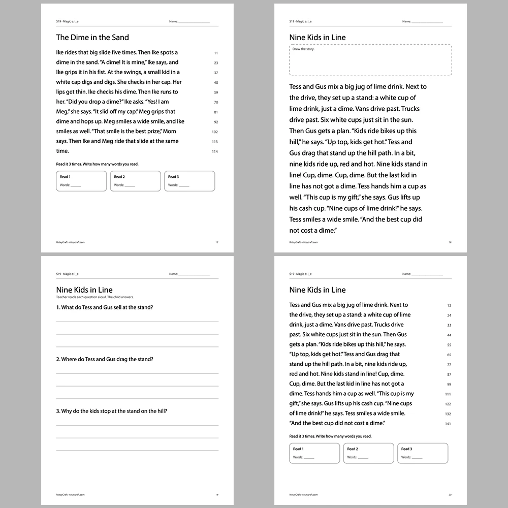 Magic e: i_e Decodable Readers | 10 Stories 44 Pages | Phonics Printable PDF | Ages 5-7