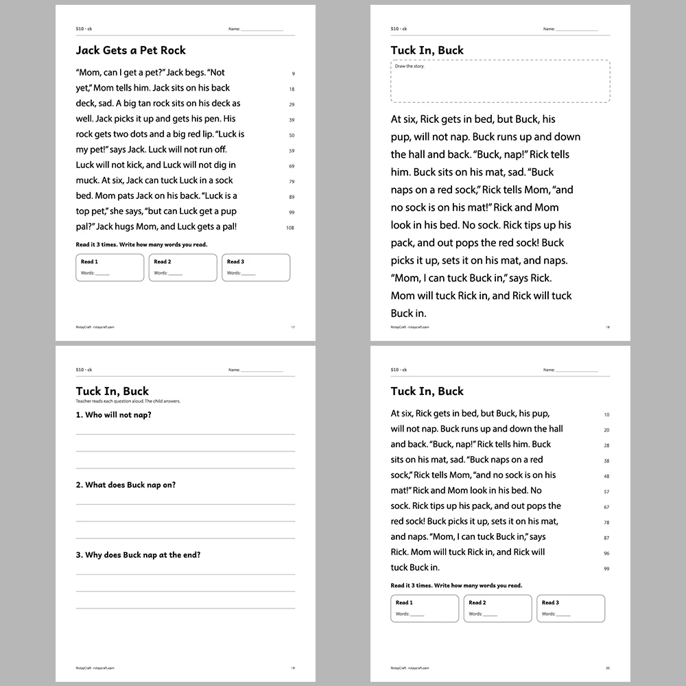 ck Decodable Readers | 8 Stories 38 Pages | Phonics Printable PDF | Ages 5-6