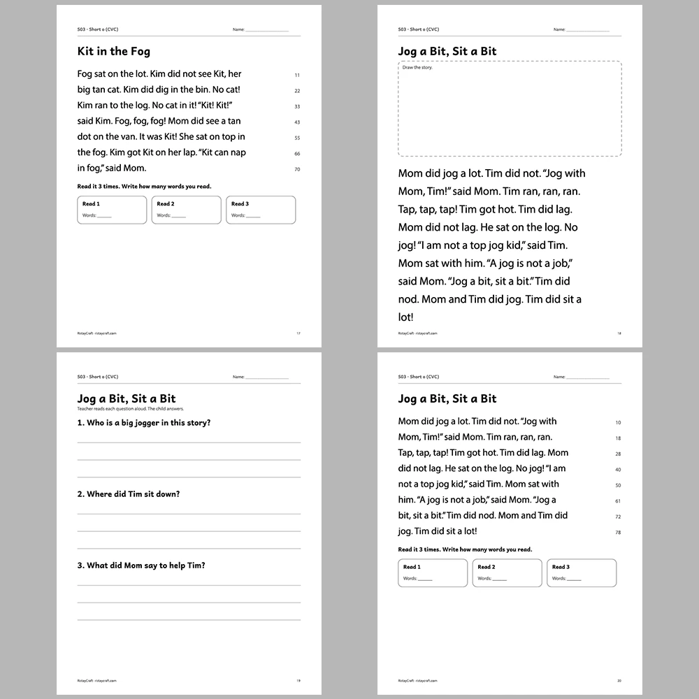 Short o (CVC) Decodable Readers | 8 Stories 38 Pages | Phonics Printable PDF | Ages 5-6