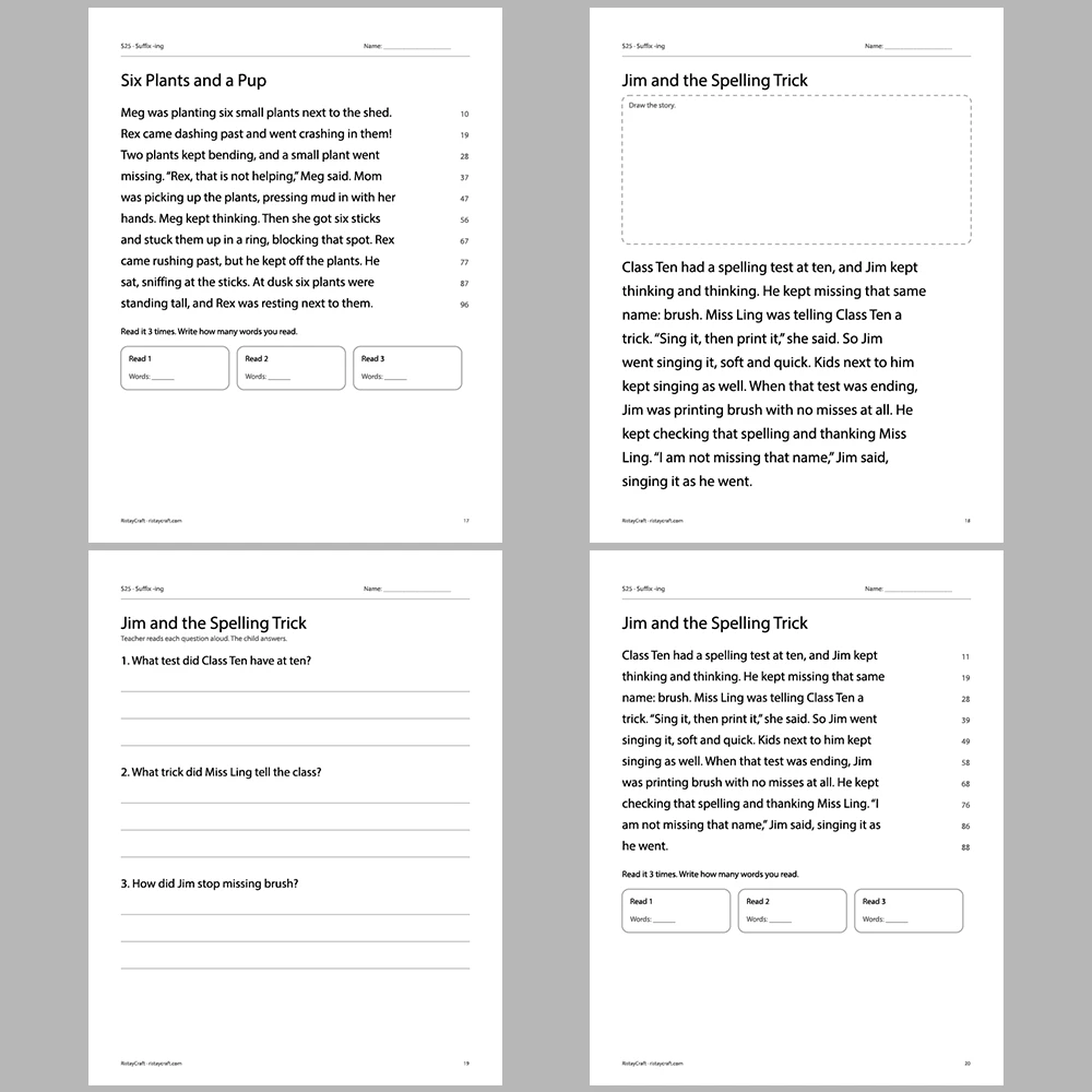 Suffix -ing Decodable Readers | 10 Stories 44 Pages | Phonics Printable PDF | Ages 5-7