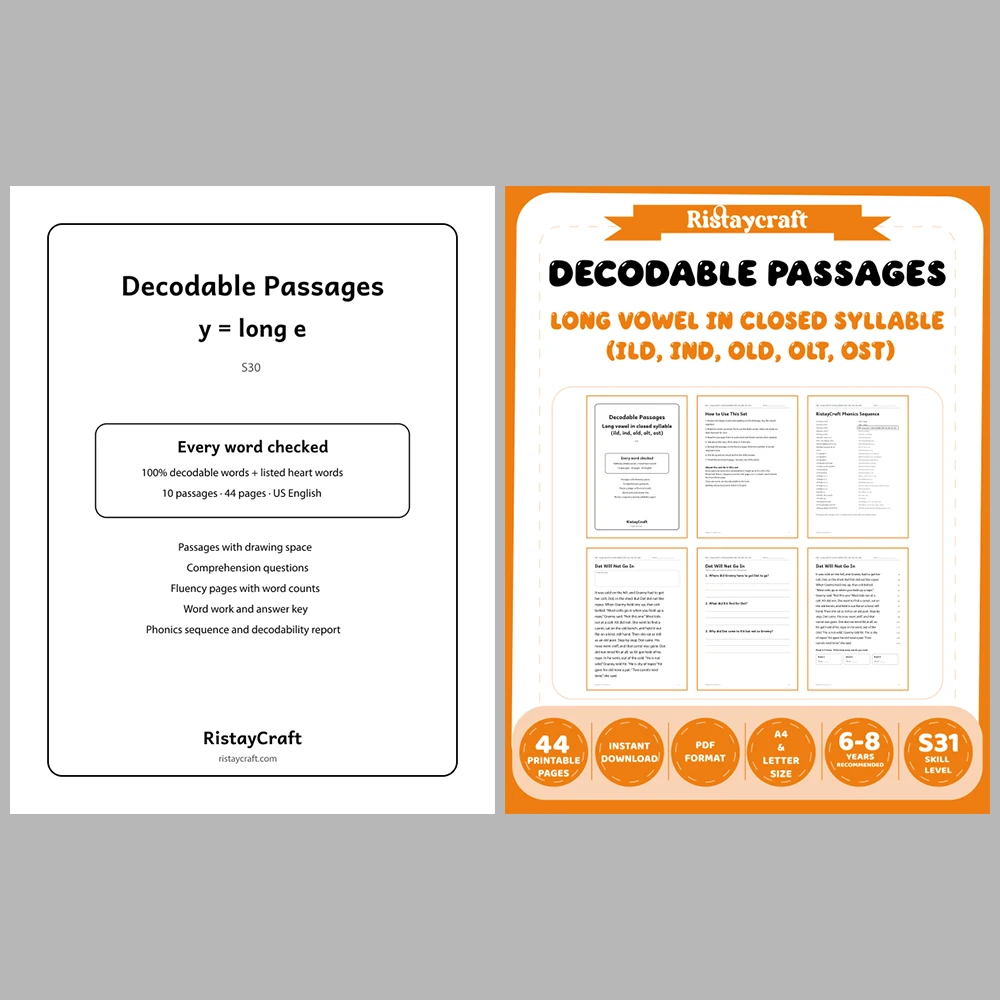 Decodable Readers Bundle 3: Syllables and R-Controlled Vowels | 10 Phonics Packs, 100 Stories | Printable PDF