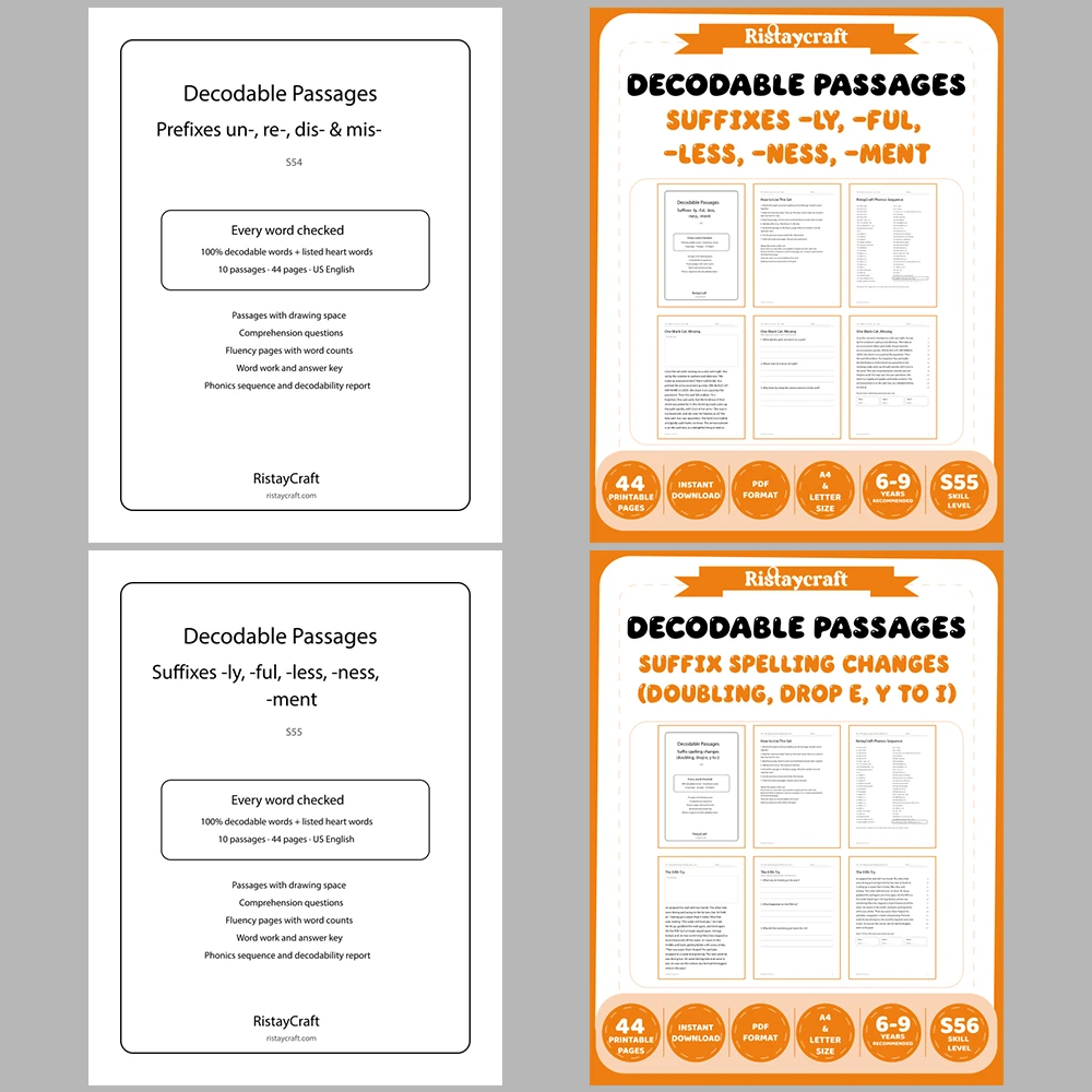 Decodable Readers Bundle 5: Advanced Patterns | 11 Phonics Packs, 110 Stories | Printable PDF