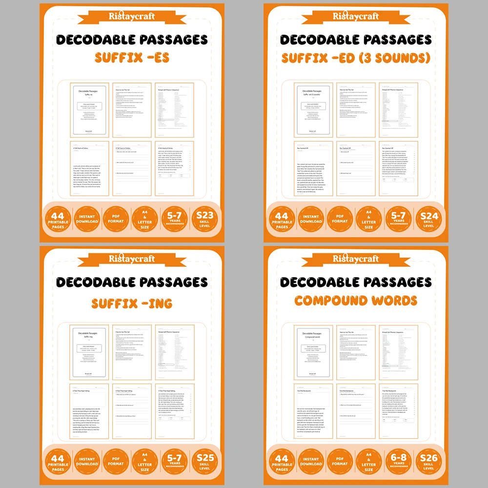 Decodable Readers Complete Set: All 51 Packs | 51 Phonics Packs, 484 Stories | Printable PDF