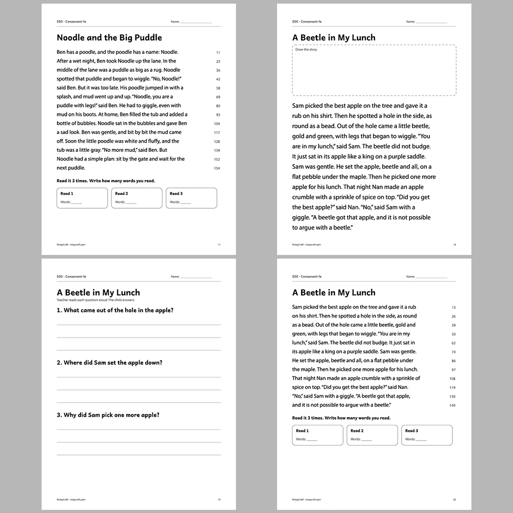 Consonant-le Decodable Readers | 10 Stories 44 Pages | Phonics Printable PDF | Ages 6-9