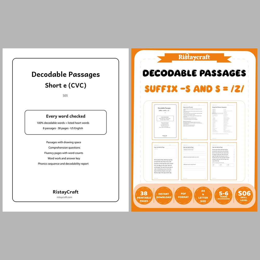 Decodable Readers Bundle 1: Beginning Phonics | 10 Phonics Packs, 80 Stories | Printable PDF