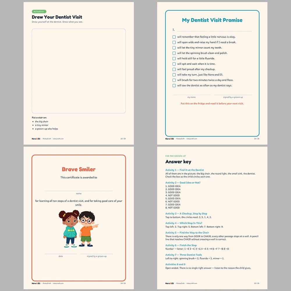 First Dentist Visit Social Narrative for Kids | 29-Page Printable Big Moment Story Ages 4–8 | Dental Checkup Story Activities