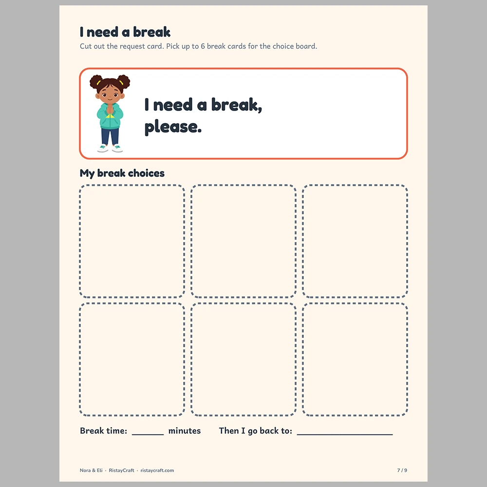Movement & Calm Break Cards for Kids, Printable Brain Break Cards Ages 4-8, Classroom Calm Corner, Nora & Eli