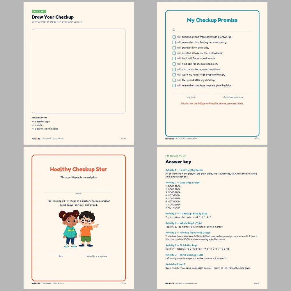 Doctor Checkup Social Narrative for Kids | 29-Page Printable Big Moment Story Ages 4–8 | Well-Child Visit Story Activities