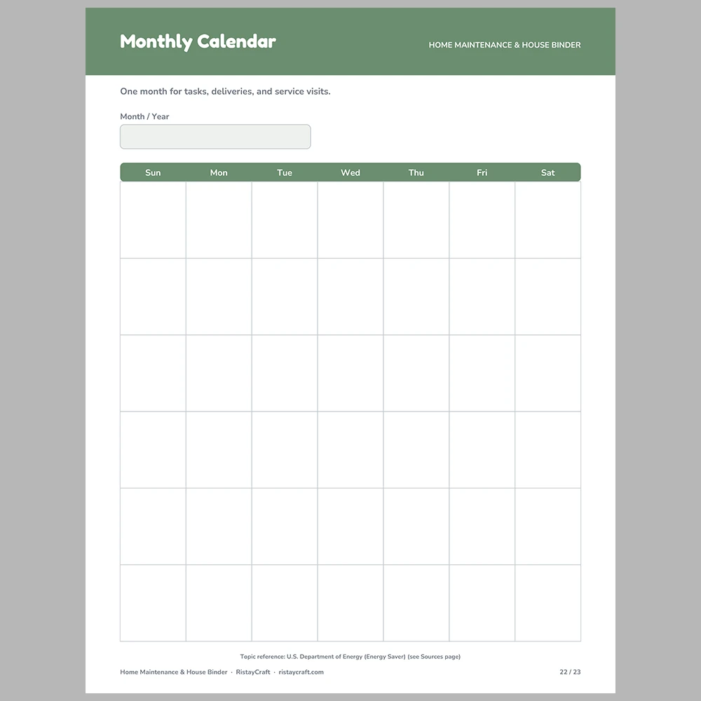 Home Maintenance Binder Printable | House Binder | Appliance Log, Repair Log, Seasonal Checklists, Home Inventory | Fillable PDF