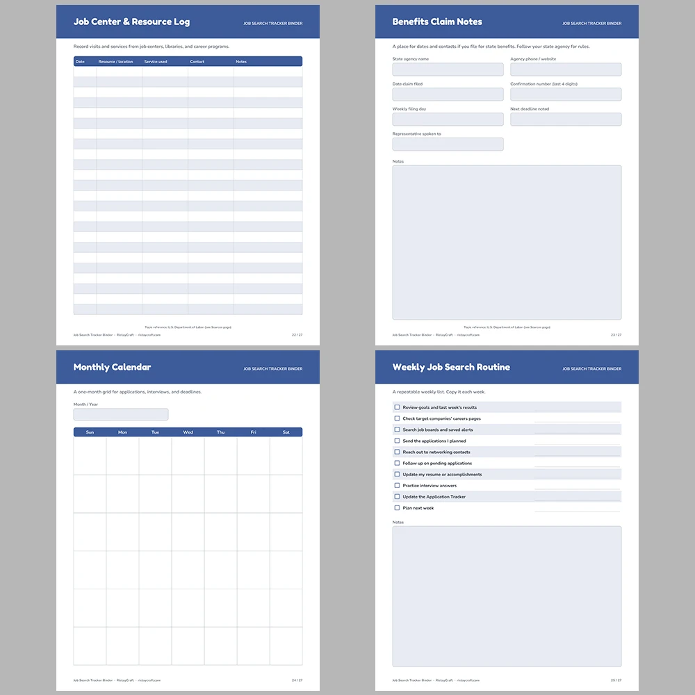 Job Search Tracker Binder Printable | Job Application Tracker, Interview Log, Networking & Offer Comparison | Instant Download PDF