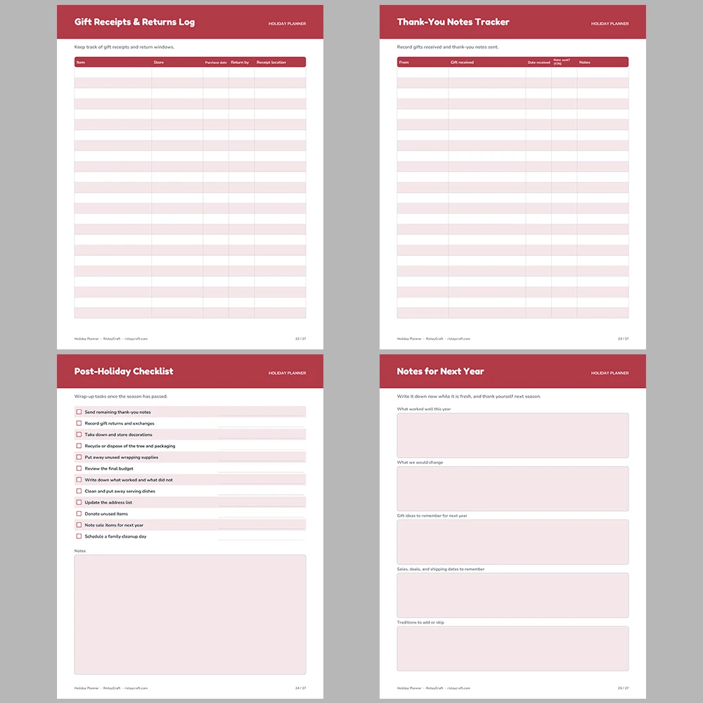 Holiday Planner Printable | Christmas Planner Binder PDF | Gift List, Budget, Menu, Cards, Calendar | Instant Download