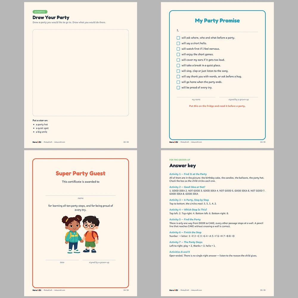 Going to a Birthday Party Social Narrative for Kids | 29-Page Printable Big Moment Story Ages 4–8 | Party Prep Story Activities