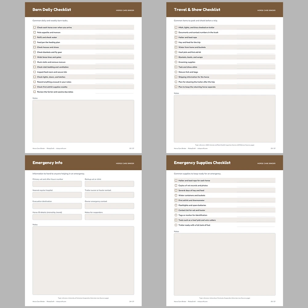 Horse Care Binder Printable | Horse Health Record Log | Farrier & Vaccination Tracker | Equine Planner PDF | Instant Download