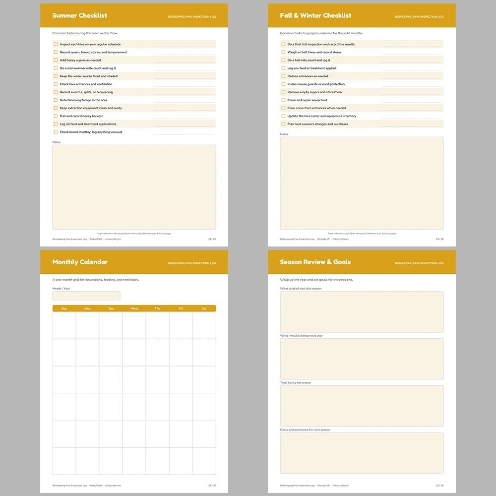 Beekeeping Log Printable | Hive Inspection Sheets | Apiary Record Keeping PDF | Honey Harvest Tracker | Beekeeper Binder Instant Download