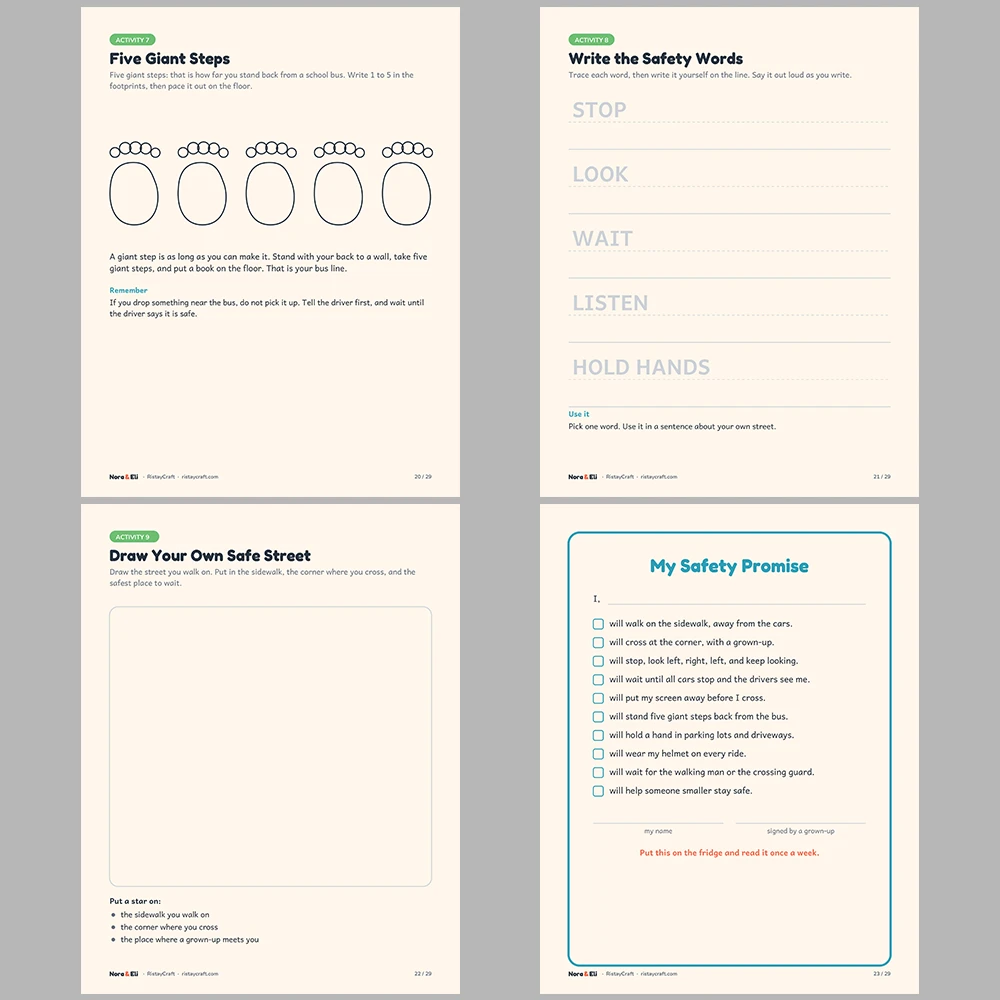 5 Kids Safety Printable Books Bundle | Safety Starter Pack Ages 5–8 | Stories Activities | Instant Download