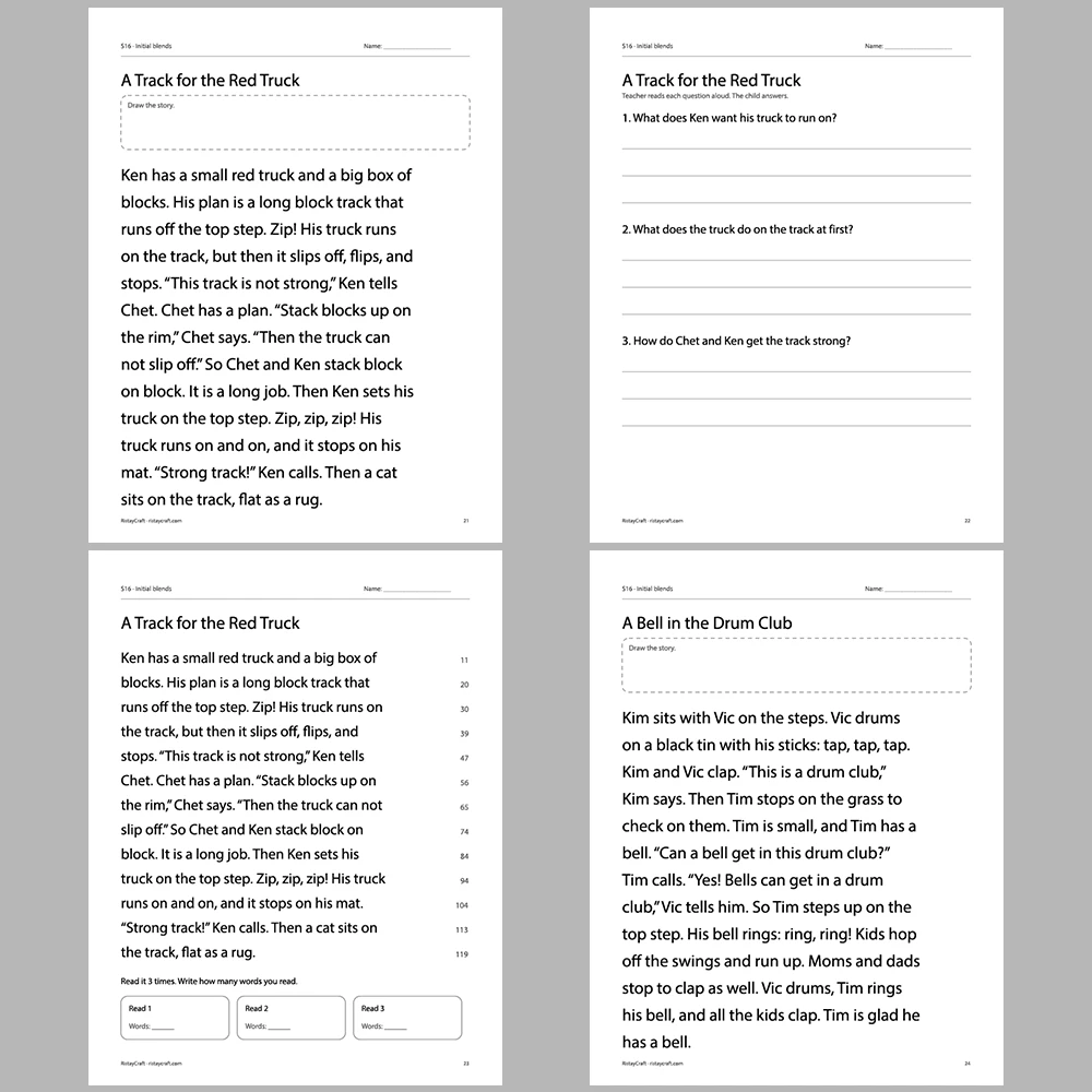 Initial blends Decodable Readers | 8 Stories 38 Pages | Phonics Printable PDF | Ages 5-6
