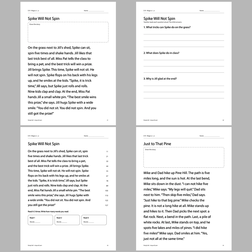 Magic e: i_e Decodable Readers | 10 Stories 44 Pages | Phonics Printable PDF | Ages 5-7