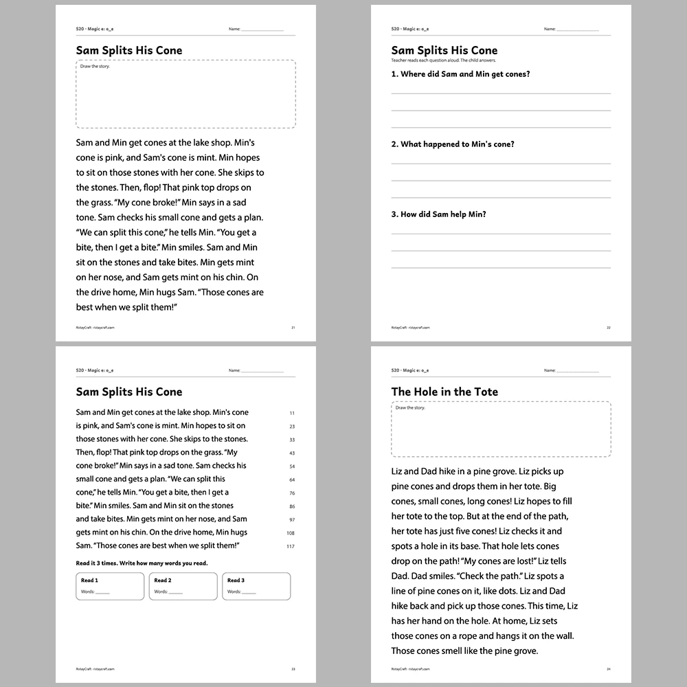 Magic e: o_e Decodable Readers | 10 Stories 44 Pages | Phonics Printable PDF | Ages 5-7