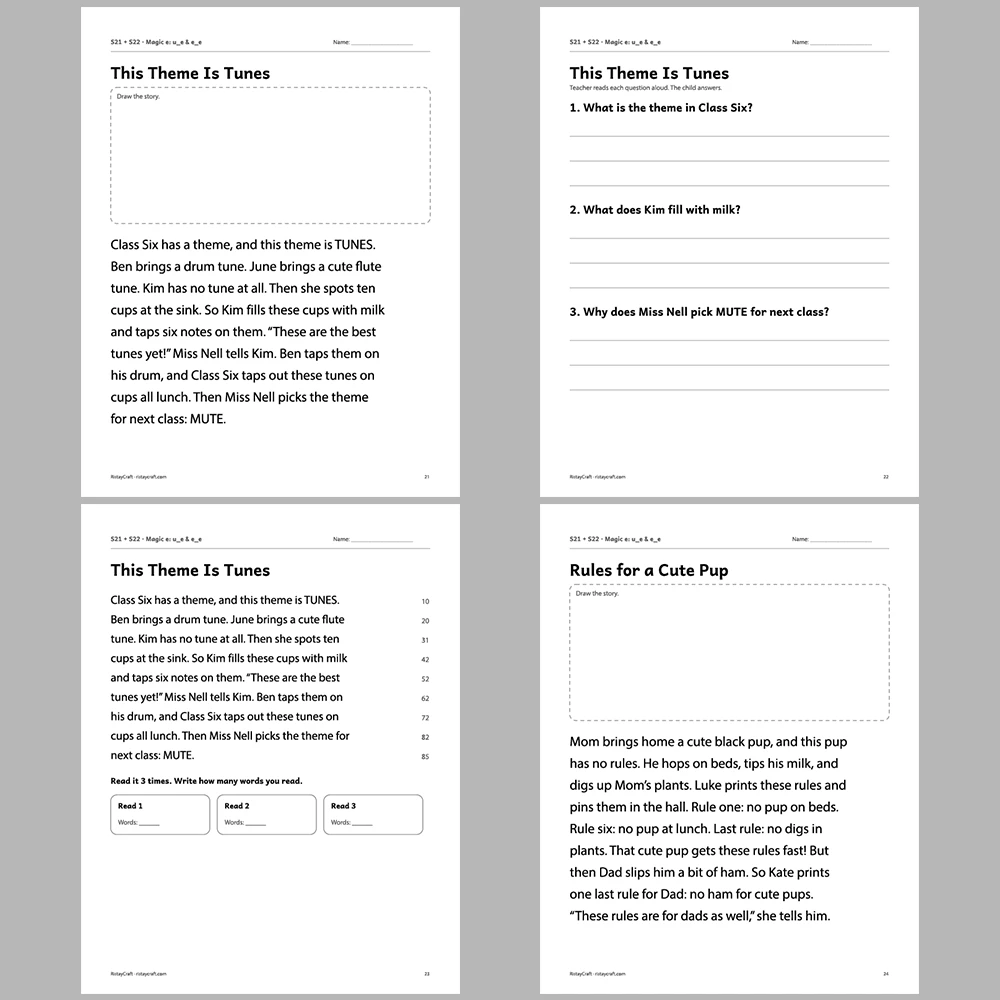 Magic e: u_e & e_e Decodable Readers | 10 Stories 44 Pages | Phonics Printable PDF | Ages 5-7