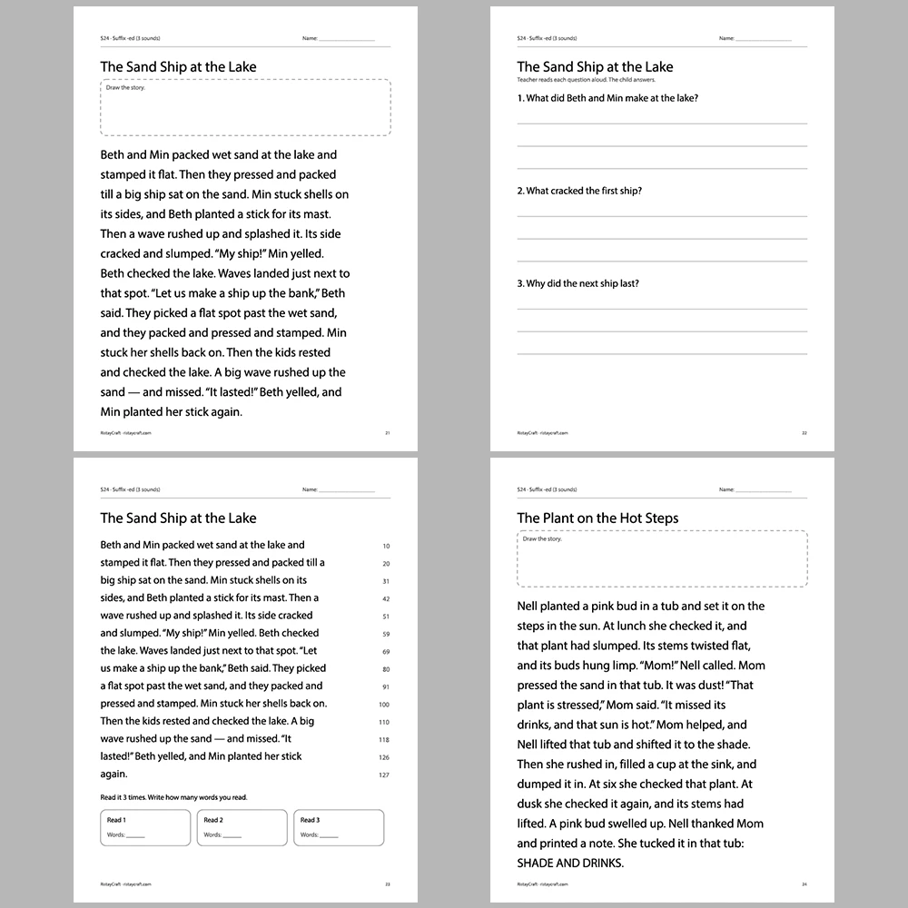 Suffix -ed (3 sounds) Decodable Readers | 10 Stories 44 Pages | Phonics Printable PDF | Ages 5-7