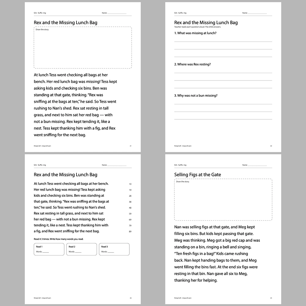 Suffix -ing Decodable Readers | 10 Stories 44 Pages | Phonics Printable PDF | Ages 5-7