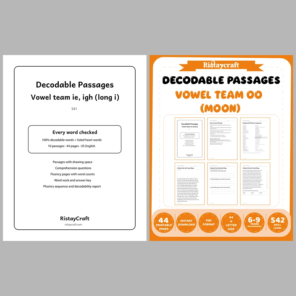 Decodable Readers Bundle 4: Vowel Teams | 10 Phonics Packs, 100 Stories | Printable PDF