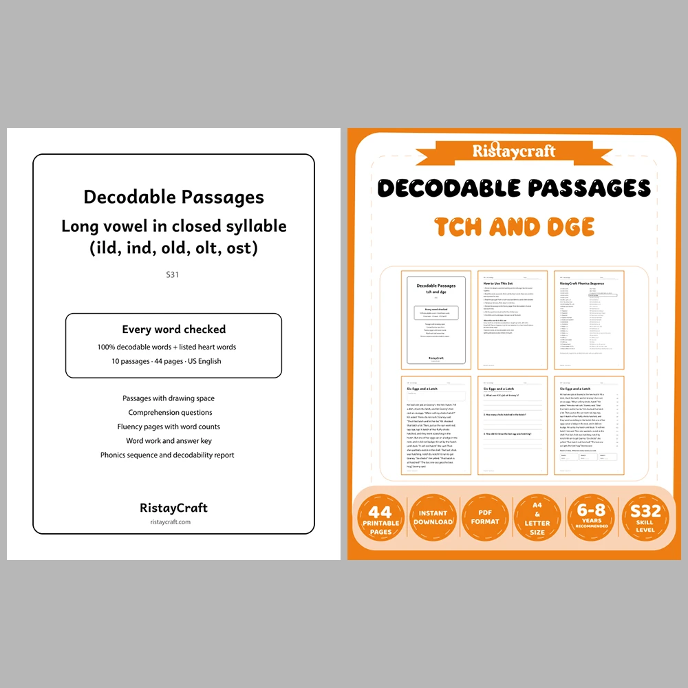 Decodable Readers Bundle 3: Syllables and R-Controlled Vowels | 10 Phonics Packs, 100 Stories | Printable PDF