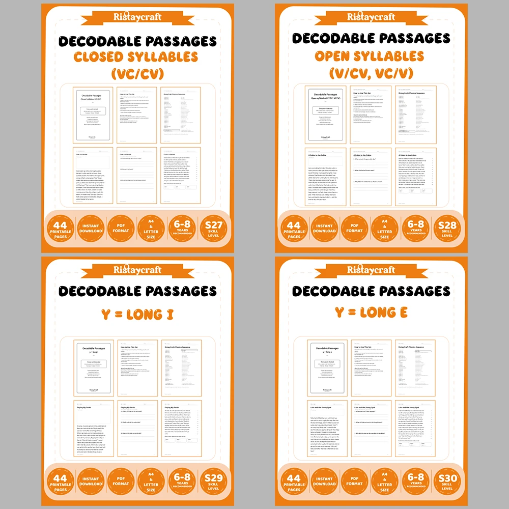 Decodable Readers Complete Set: All 51 Packs | 51 Phonics Packs, 484 Stories | Printable PDF