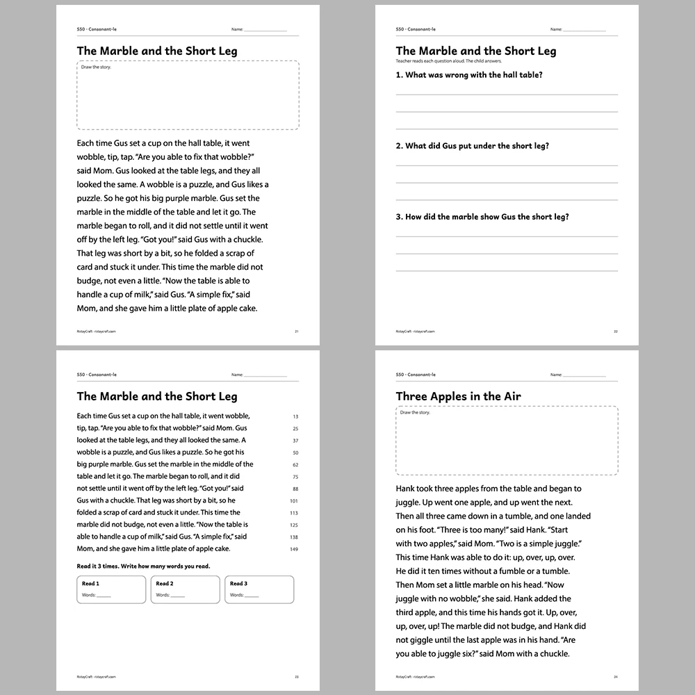 Consonant-le Decodable Readers | 10 Stories 44 Pages | Phonics Printable PDF | Ages 6-9
