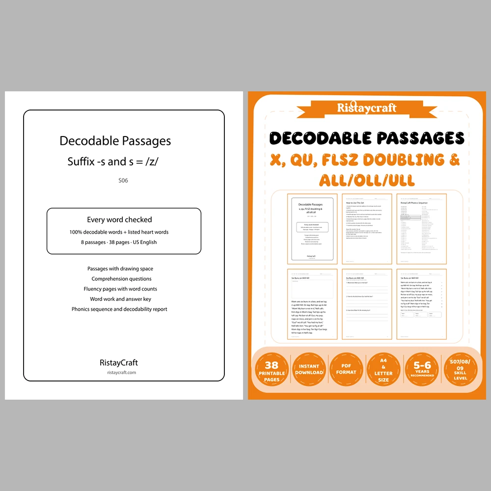 Decodable Readers Bundle 1: Beginning Phonics | 10 Phonics Packs, 80 Stories | Printable PDF